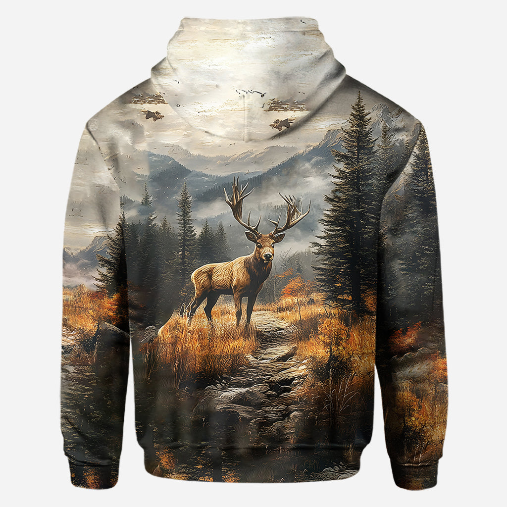 T-shirt de chasse personnalisé « Beau cerf » avec nom au choix - Motif : cerf magnifique