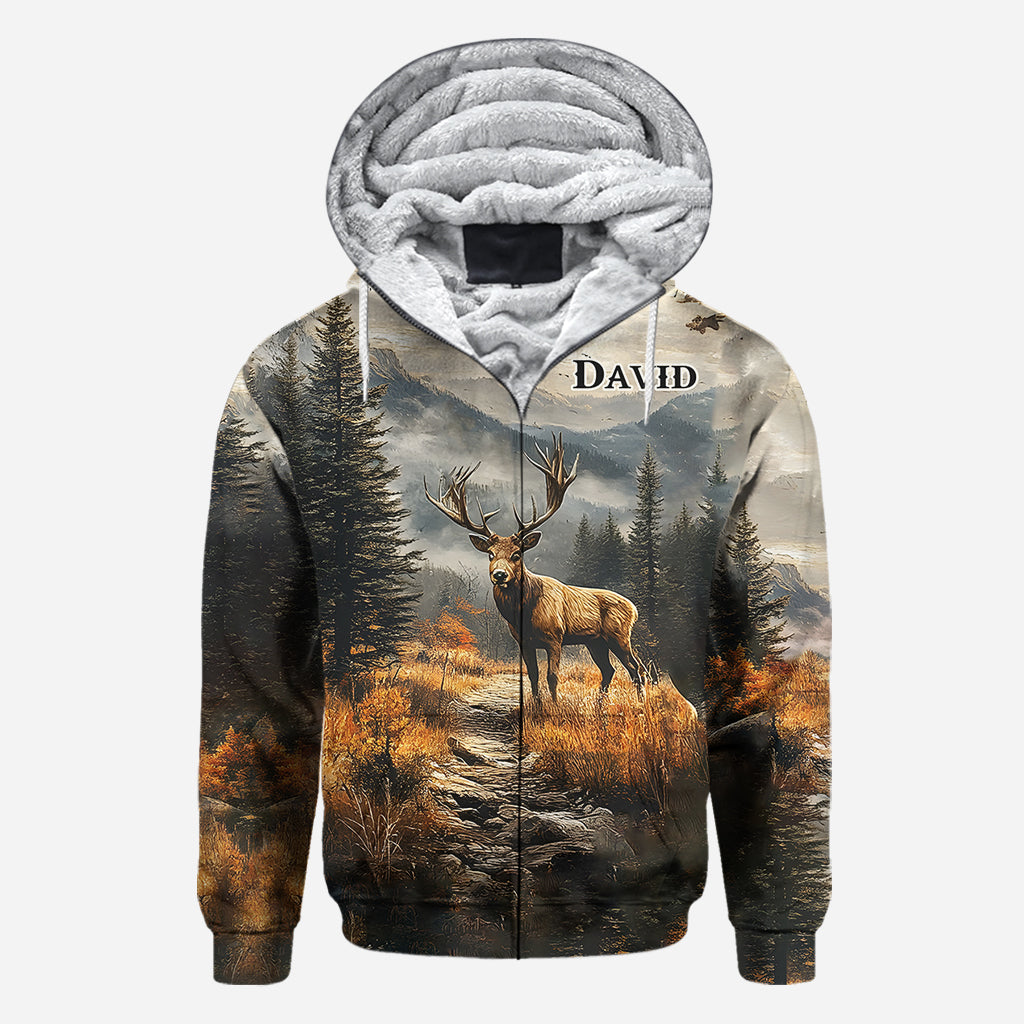 T-shirt de chasse personnalisé « Beau cerf » avec nom au choix - Motif : cerf magnifique