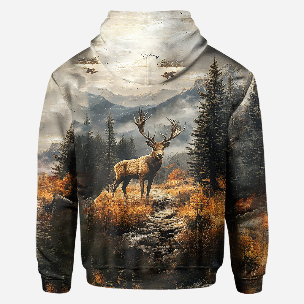 T-shirt de chasse personnalisé « Beau cerf » avec nom au choix - Motif : cerf magnifique
