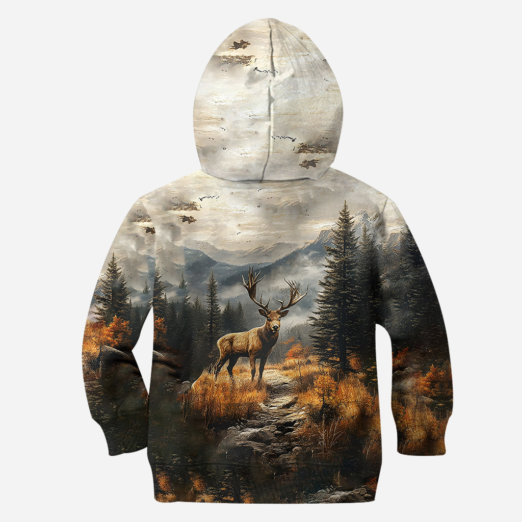 T-shirt de chasse personnalisé « Beau cerf » avec nom au choix - Motif : cerf magnifique