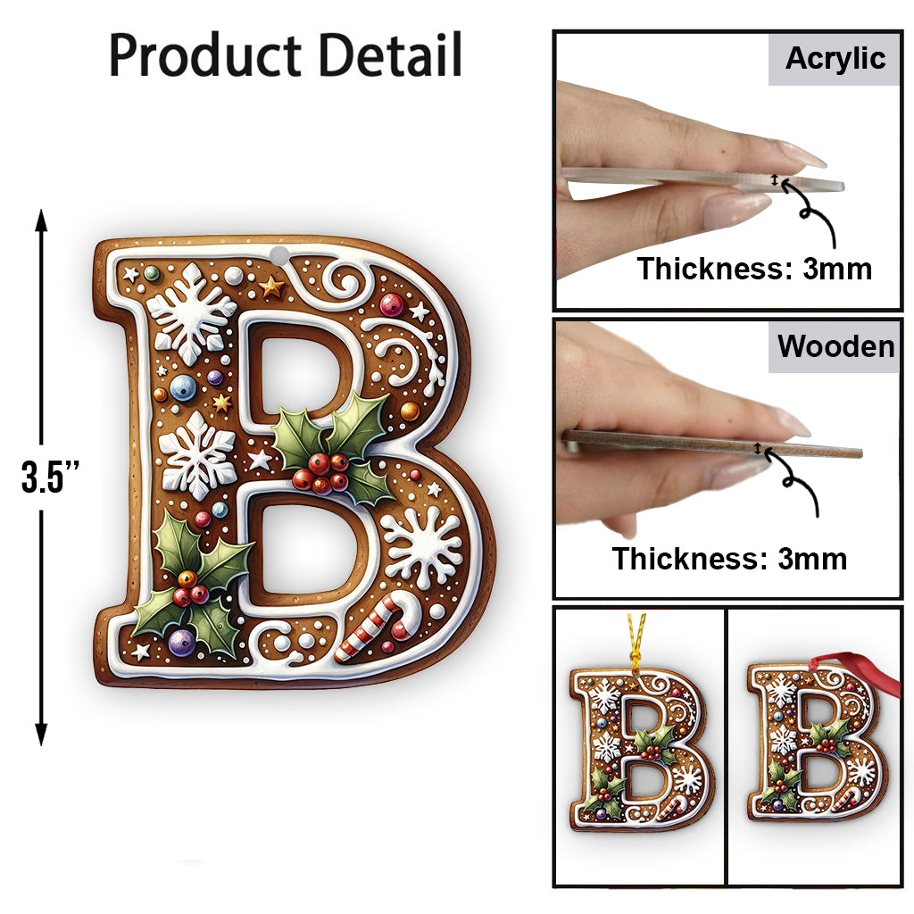 Gingerbread Letter - Personalized Family Ornament
