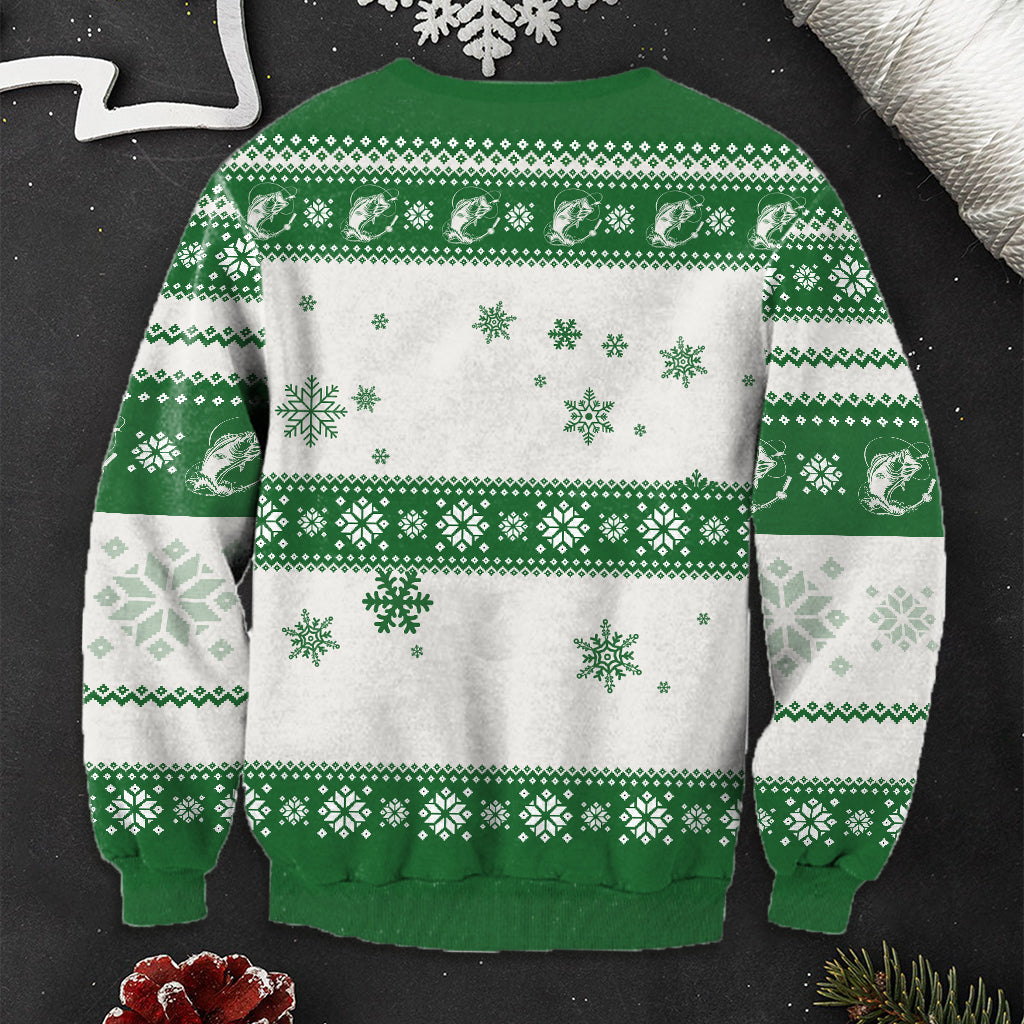Joyeux Noël des pêcheurs - Pull moche de pêche personnalisé