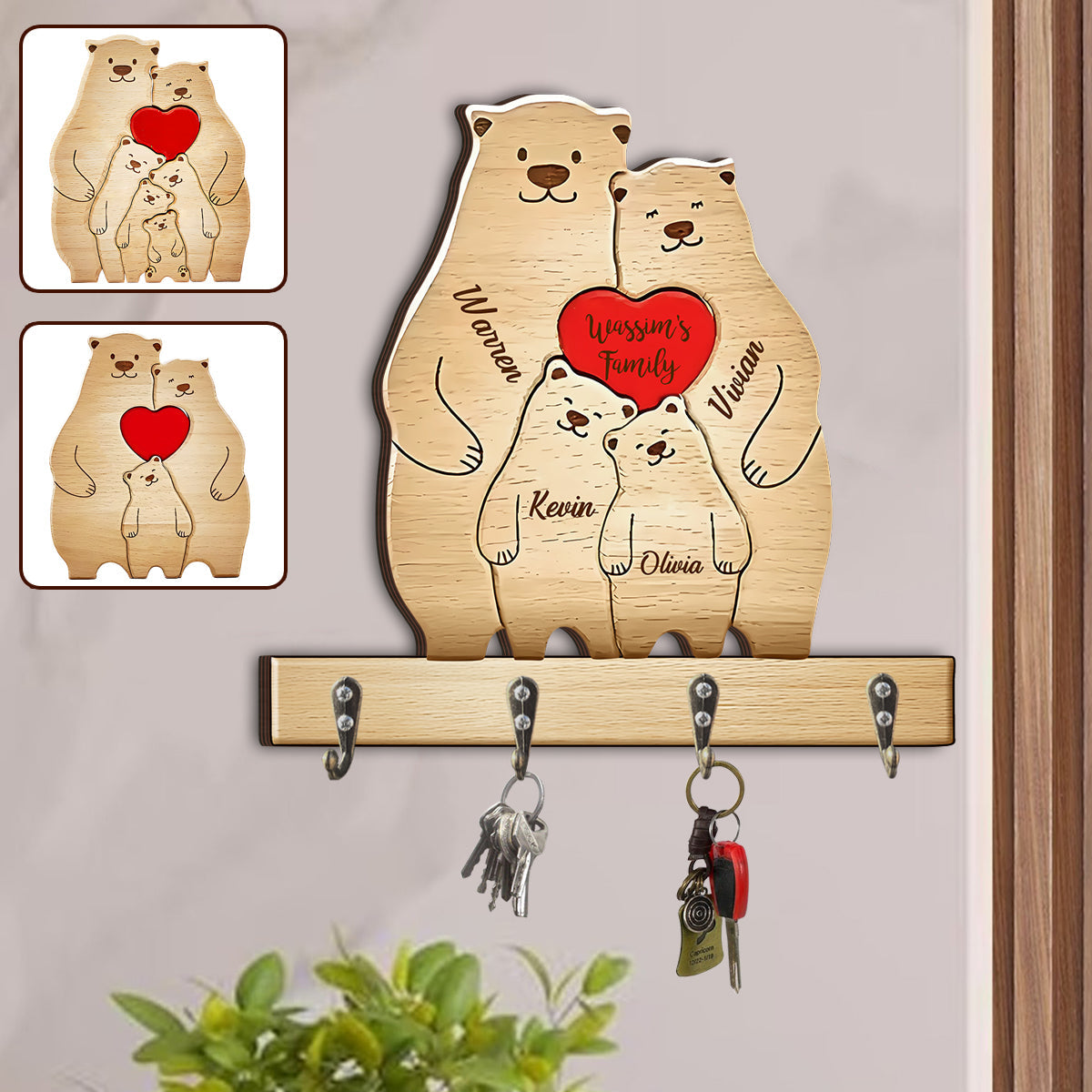 Happy Family - Personalized Family Custom Shaped Key Rack