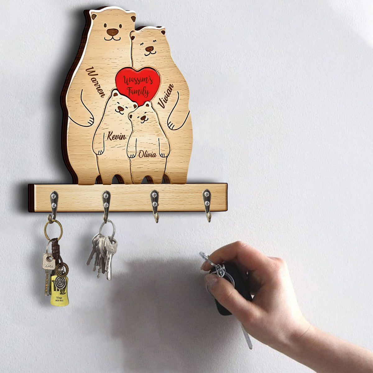 Happy Family - Personalized Family Custom Shaped Key Rack