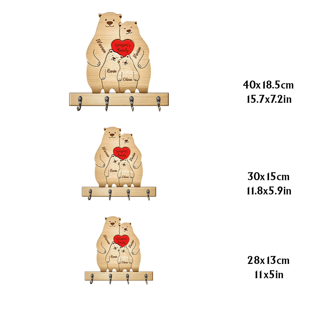 Happy Family - Personalized Family Custom Shaped Key Rack