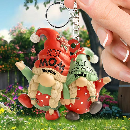 Gnome Mère et Fille - Porte-clés personnalisé pour maman