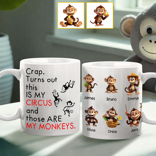 Les singes de maman au cirque - Mug personnalisé pour maman
