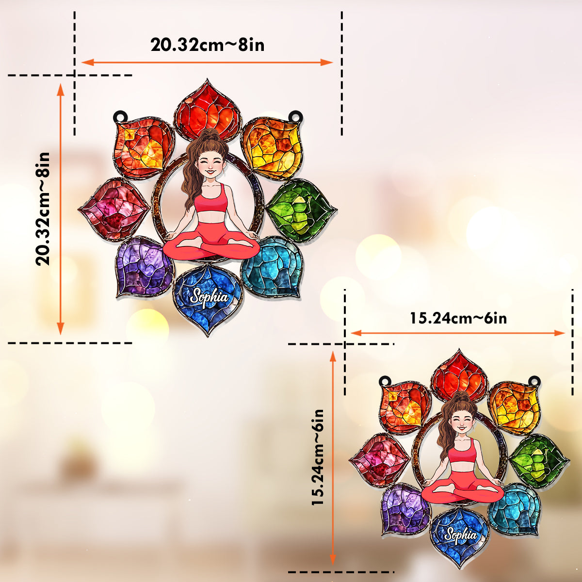 Symbole Om vibrant - Ornement attrape-soleil de yoga personnalisé à suspendre à la fenêtre 