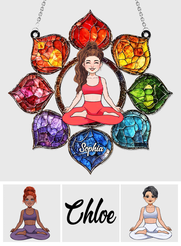 Symbole Om vibrant - Ornement attrape-soleil de yoga personnalisé à suspendre à la fenêtre 