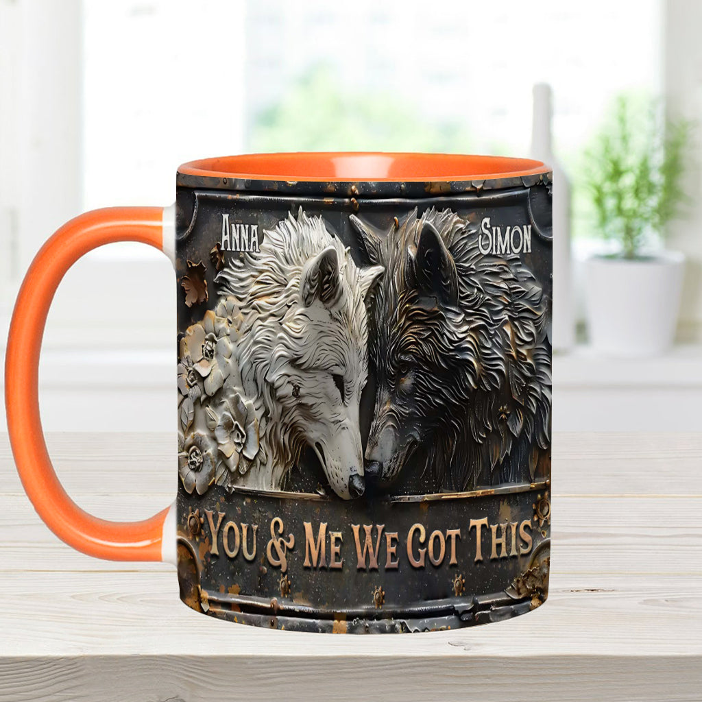 You & Me We Got This - Personalized Wolf Accent Mug