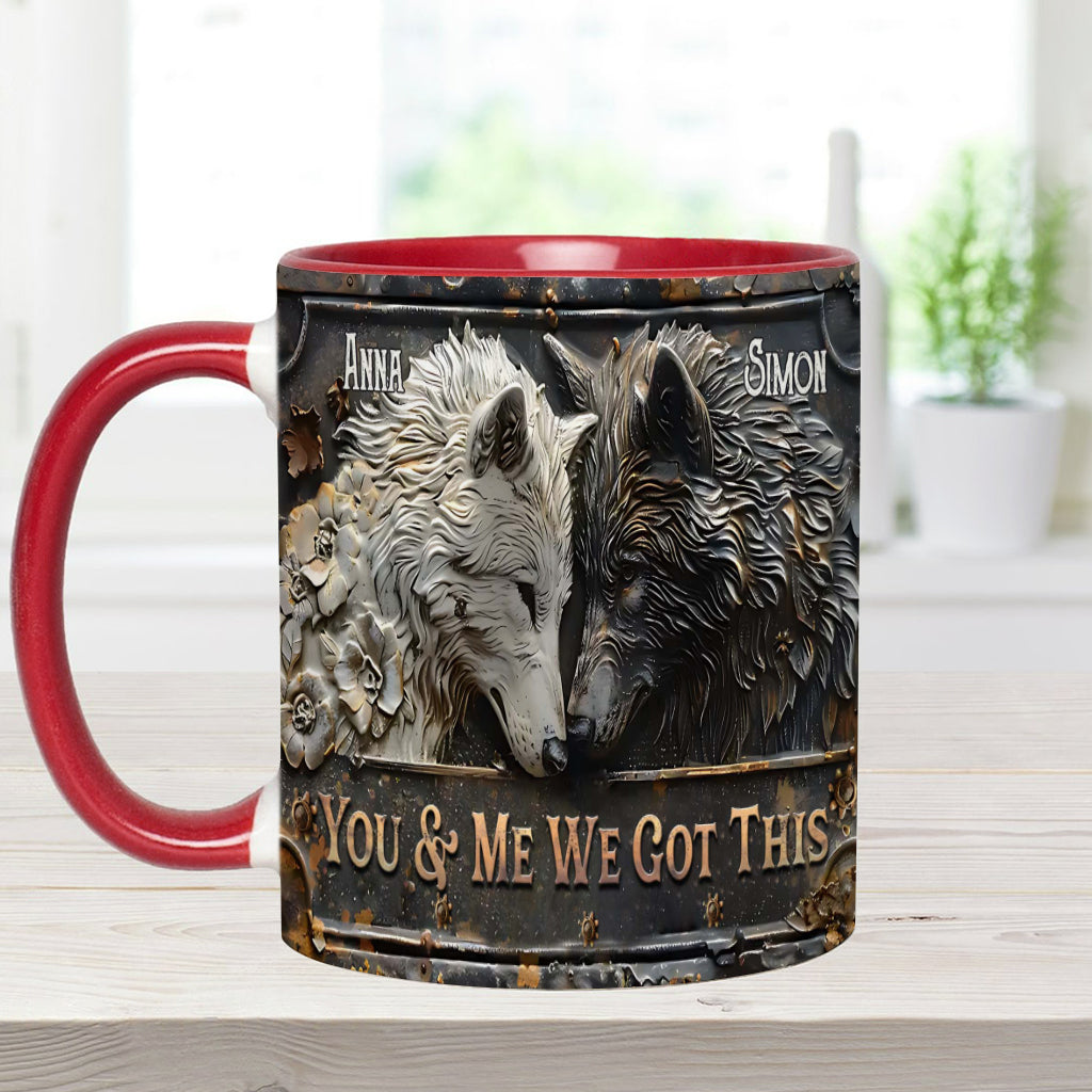 You & Me We Got This - Personalized Wolf Accent Mug