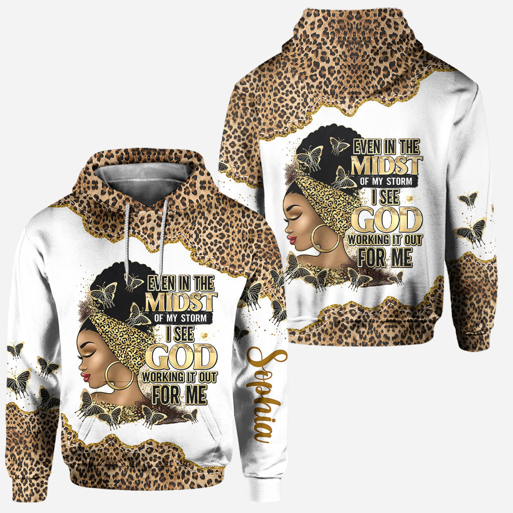 I See God Working It Out For Me - Personalized African American Hoodie and Leggings