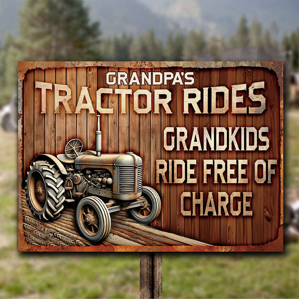 Tractor Ride - Personalized Grandpa Rectangle Metal Sign
