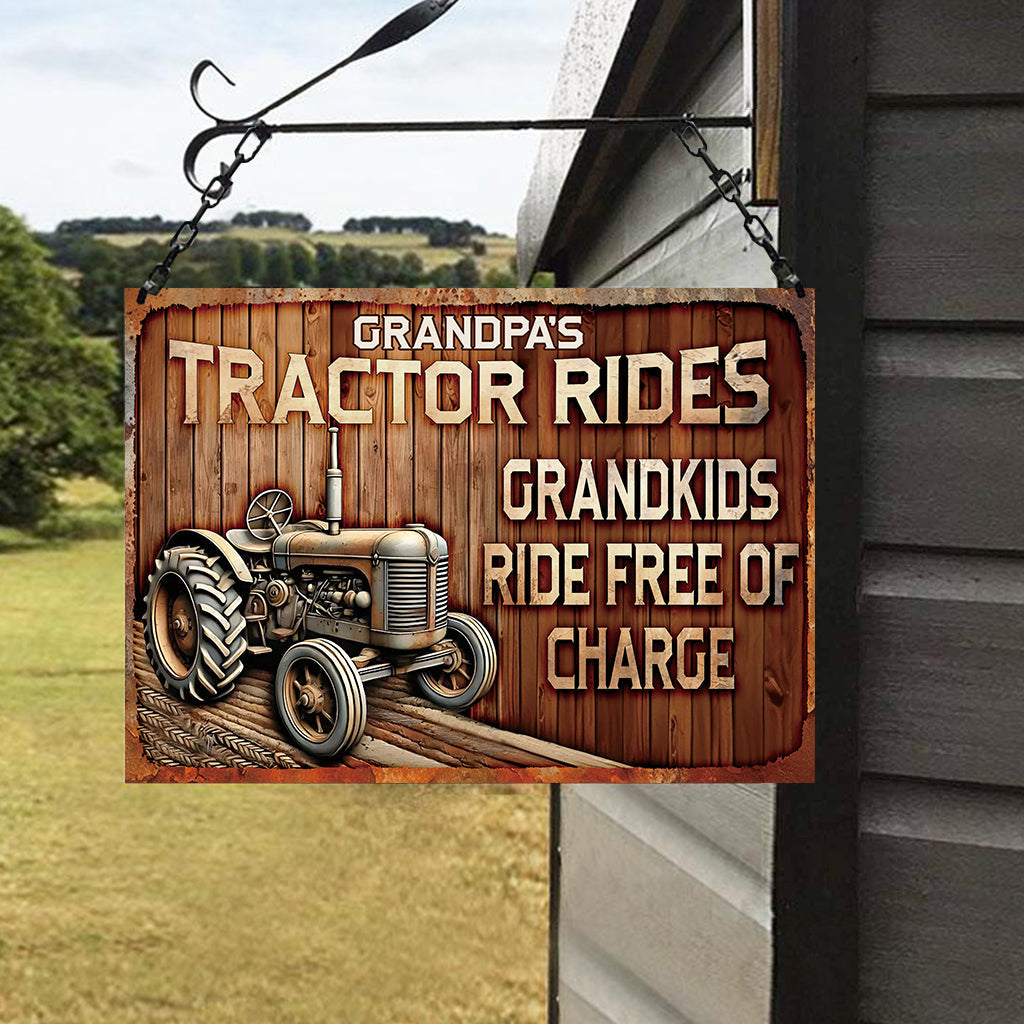 Tractor Ride - Personalized Grandpa Rectangle Metal Sign