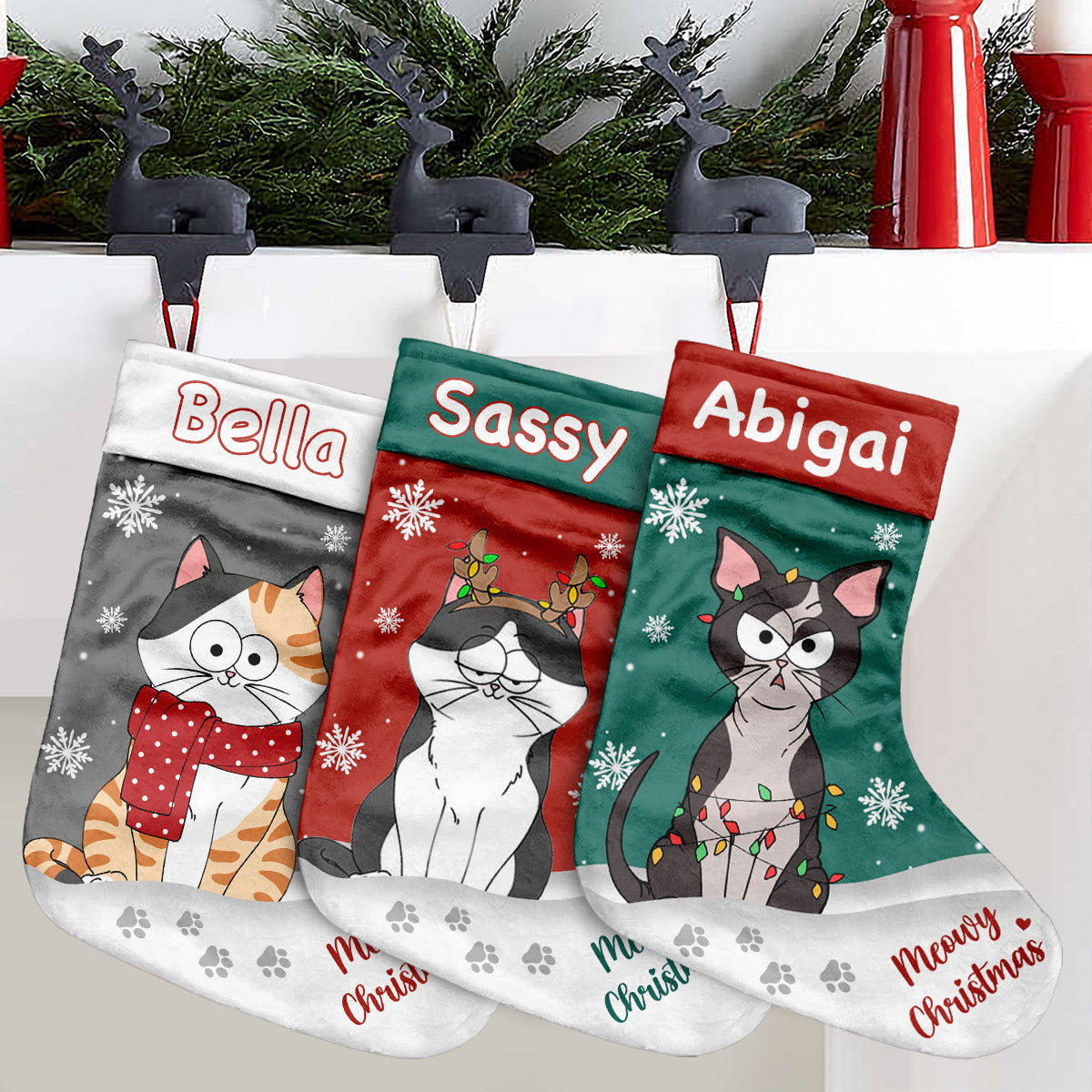 Noël Miaou - Chaussettes de Noël personnalisées pour chats