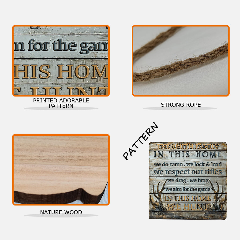 In This House We Hunt - Personalized Hunting Custom Shaped Wood Sign