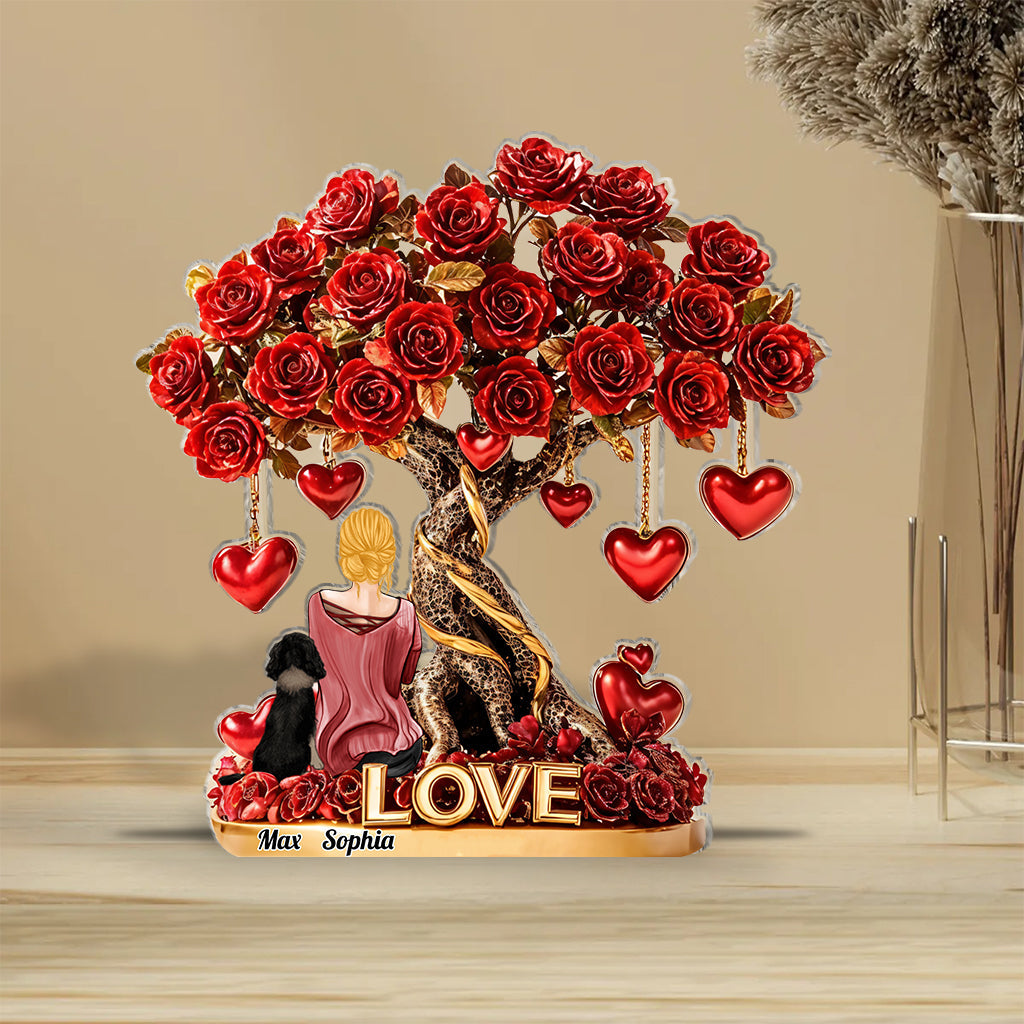 Maman de chien, Papa de chien - Plaque acrylique personnalisée en forme de chien