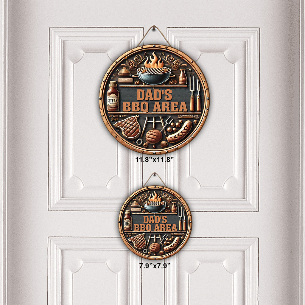 Gift For BBQ Dad, Husband... - Personalized Father Round Wood Sign