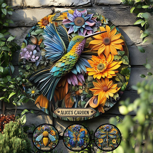 Beautiful Garden - Personalized Gardening Round Metal Sign