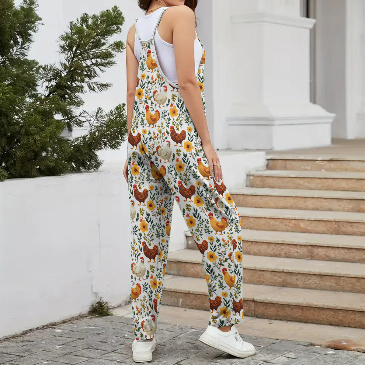 Poule fleurie - Salopettes/combinaisons amples personnalisées à motif poulet