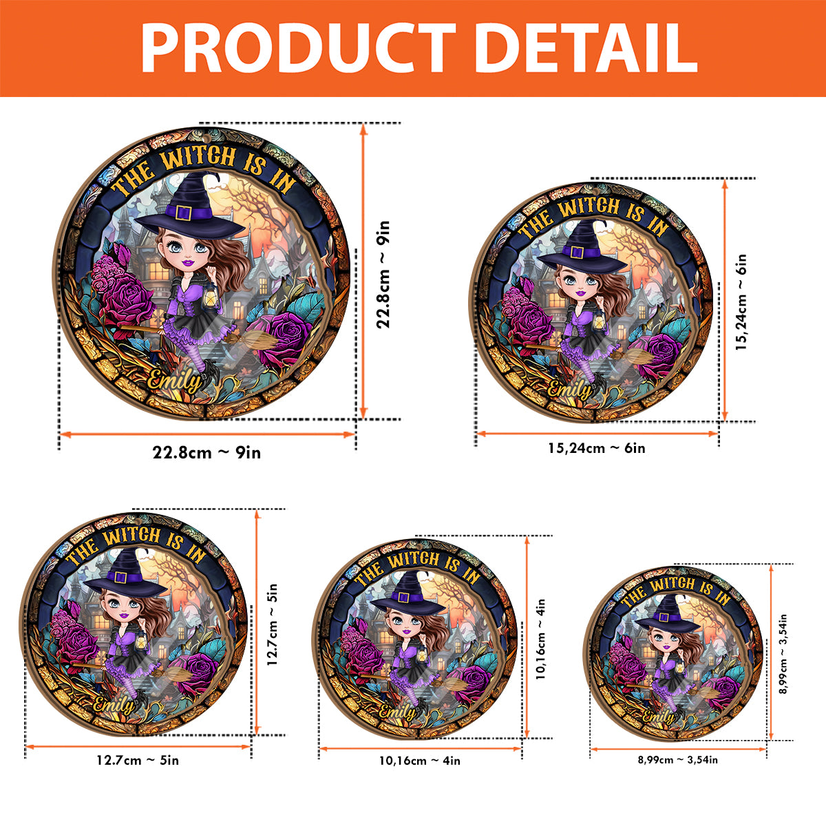 La sorcière est là ! Attrape-soleil personnalisé à 2 couches, à suspendre à la fenêtre.