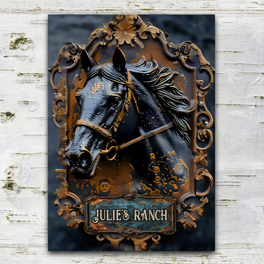 Magnifique cheval - Plaque métallique rectangulaire personnalisée représentant un cheval