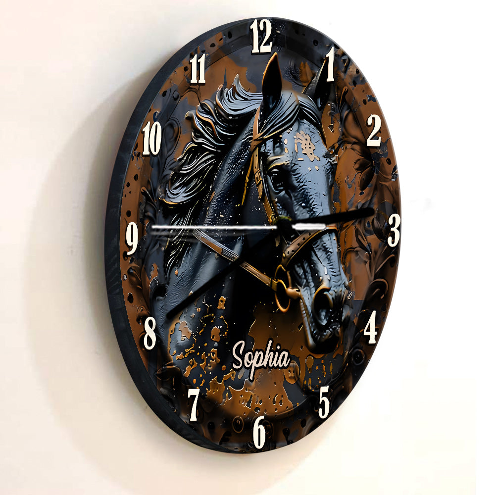 Superbe horloge murale personnalisée à motif cheval
