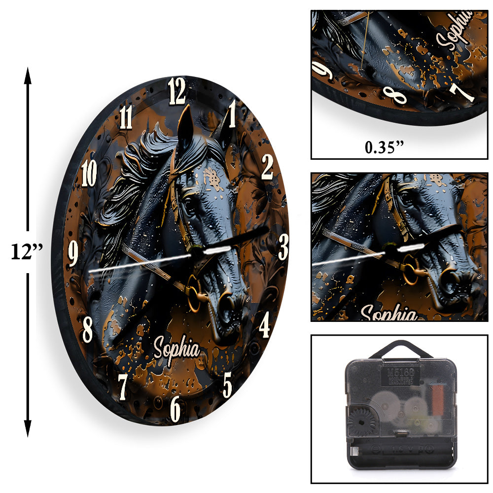 Superbe horloge murale personnalisée à motif cheval