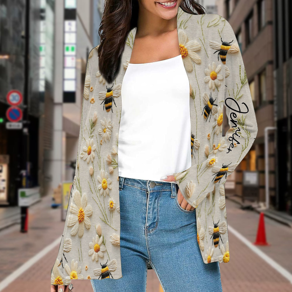 Flower And Bee - Personalized Bee Cardigan