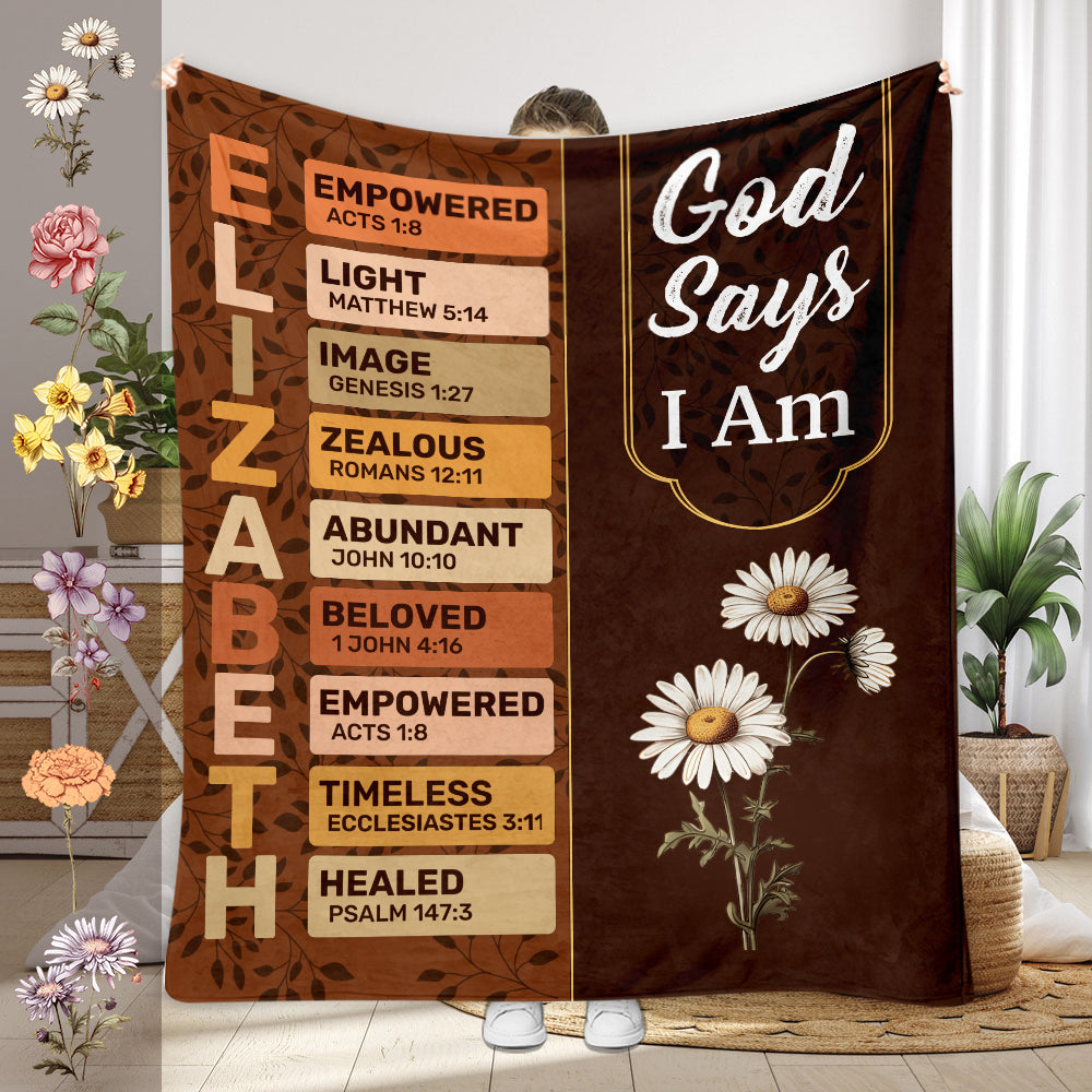 God Says I Am - Personalized Christian Blanket