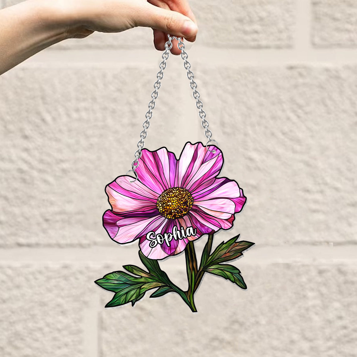 Fleurs de naissance - Ornement attrape-soleil personnalisé à suspendre à la fenêtre pour maman 