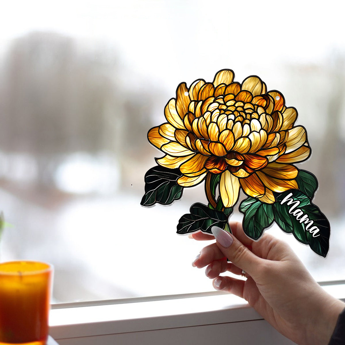 Fleurs de naissance - Ornement attrape-soleil personnalisé à suspendre à la fenêtre pour maman 