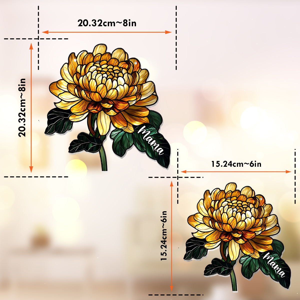 Fleurs de naissance - Ornement attrape-soleil personnalisé à suspendre à la fenêtre pour maman 