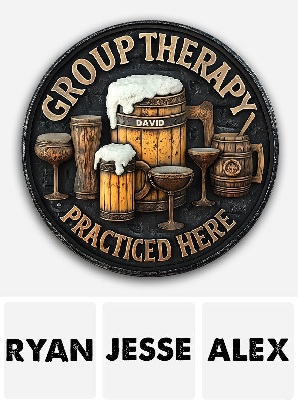 Group Therapy - Personalized Beer Cut Metal Sign