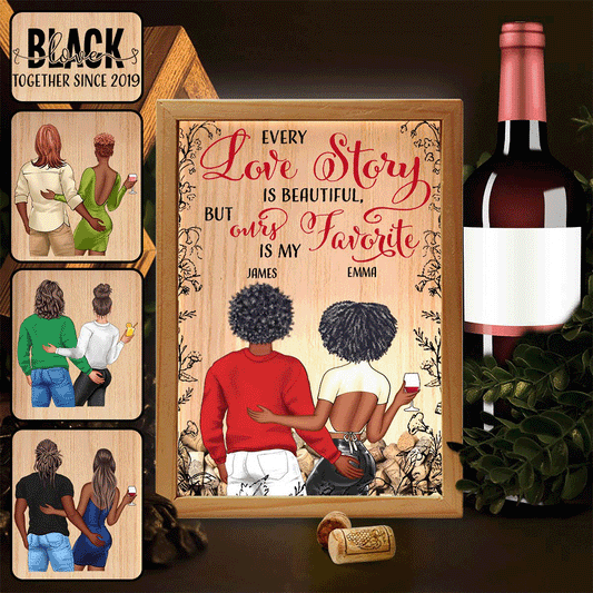Chaque histoire d'amour est belle, mais la nôtre est ma préférée. - Cadre photo lumineux personnalisé pour couple