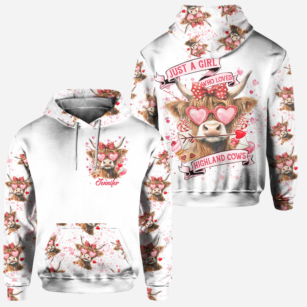 Juste une fille qui aime les vaches des Highlands - Sweat à capuche et legging personnalisés avec motif vache des Highlands