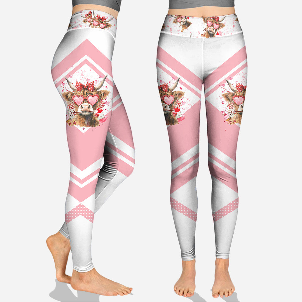 Juste une fille qui aime les vaches des Highlands - Sweat à capuche et legging personnalisés avec motif vache des Highlands