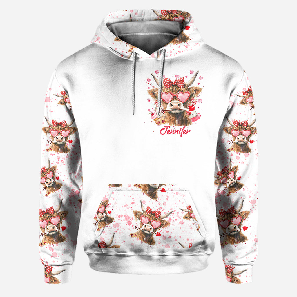 Juste une fille qui aime les vaches des Highlands - Sweat à capuche et legging personnalisés avec motif vache des Highlands