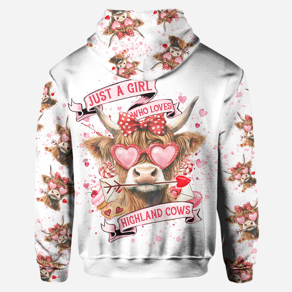 Juste une fille qui aime les vaches des Highlands - Sweat à capuche et legging personnalisés avec motif vache des Highlands