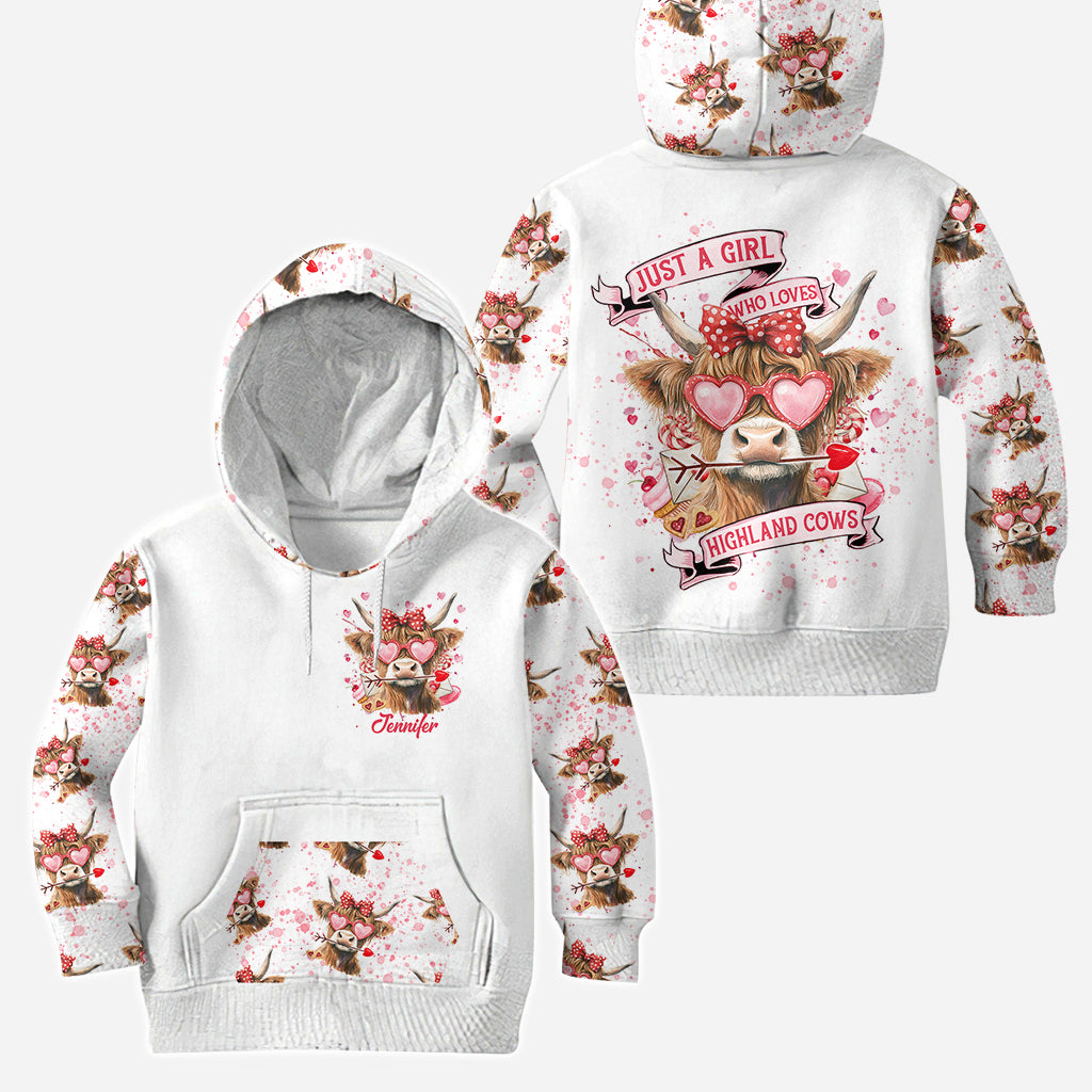 Juste une fille qui aime les vaches des Highlands - Sweat à capuche et legging personnalisés avec motif vache des Highlands