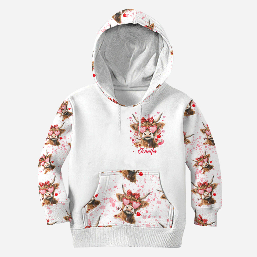Juste une fille qui aime les vaches des Highlands - Sweat à capuche et legging personnalisés avec motif vache des Highlands