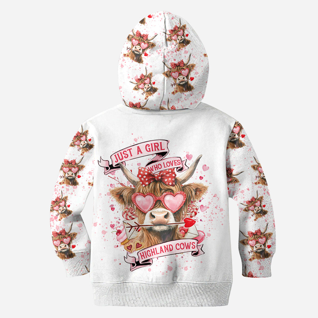 Juste une fille qui aime les vaches des Highlands - Sweat à capuche et legging personnalisés avec motif vache des Highlands