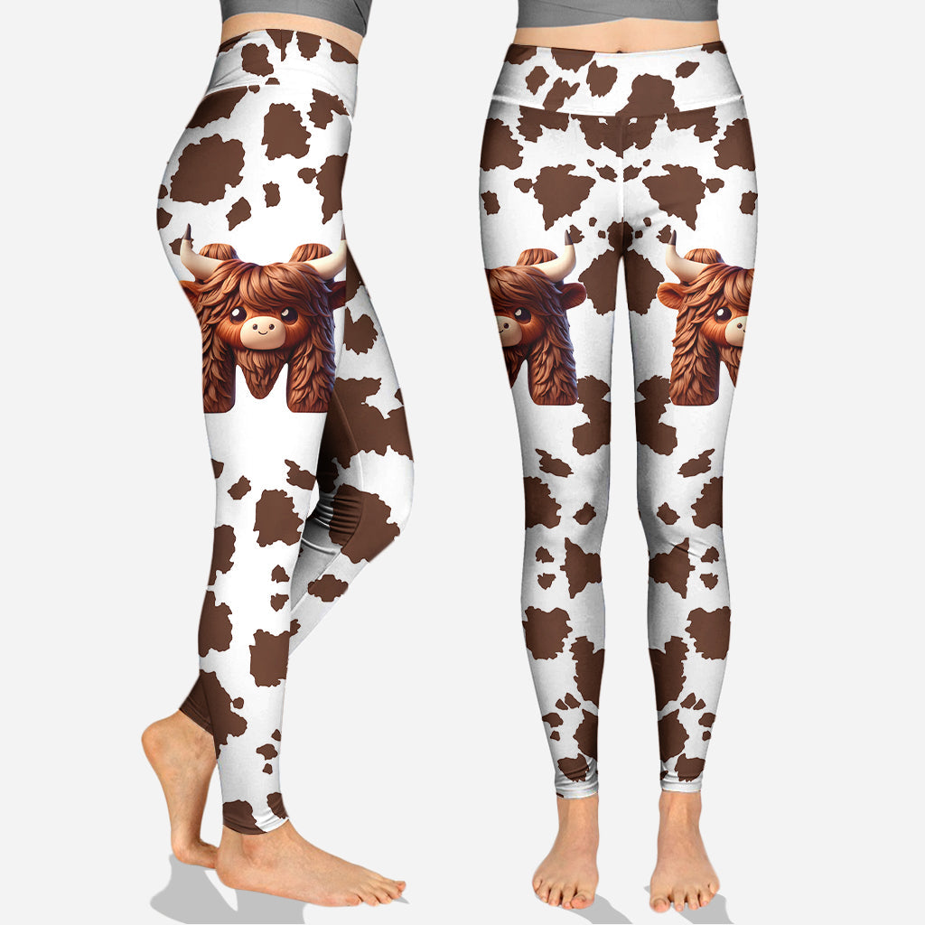 Vintage Cow - Personalized Highland Cow Hoodie and Leggings