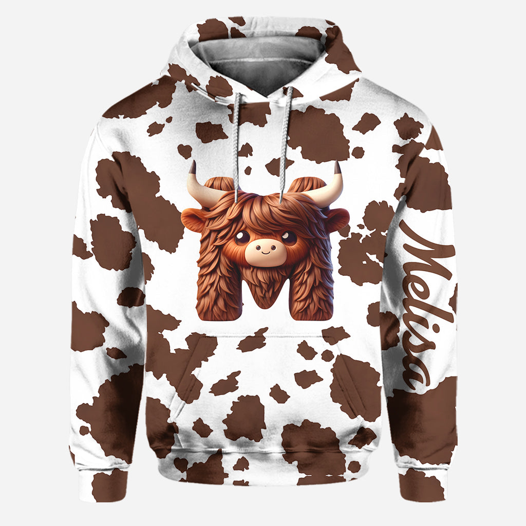 Vintage Cow - Personalized Highland Cow Hoodie and Leggings