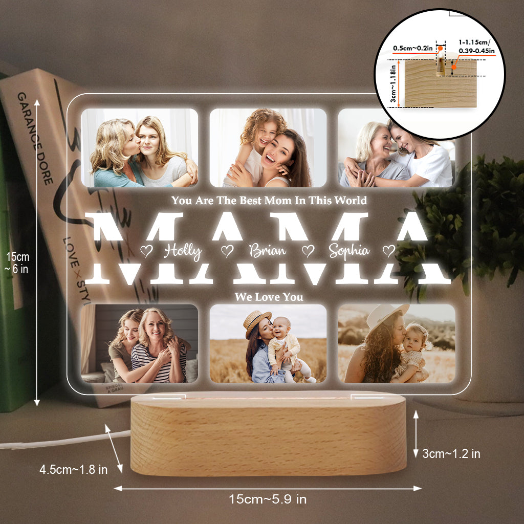 We Love You - Personalized Mother Shaped Plaque Light Base