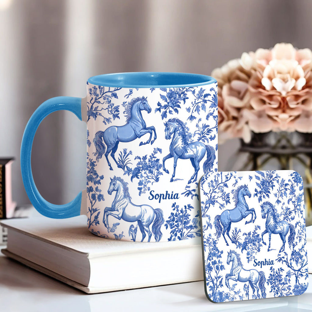 Horse Toile de Jouy - Personalized Horse Accent Mug