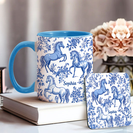 Horse Toile de Jouy - Personalized Horse Accent Mug