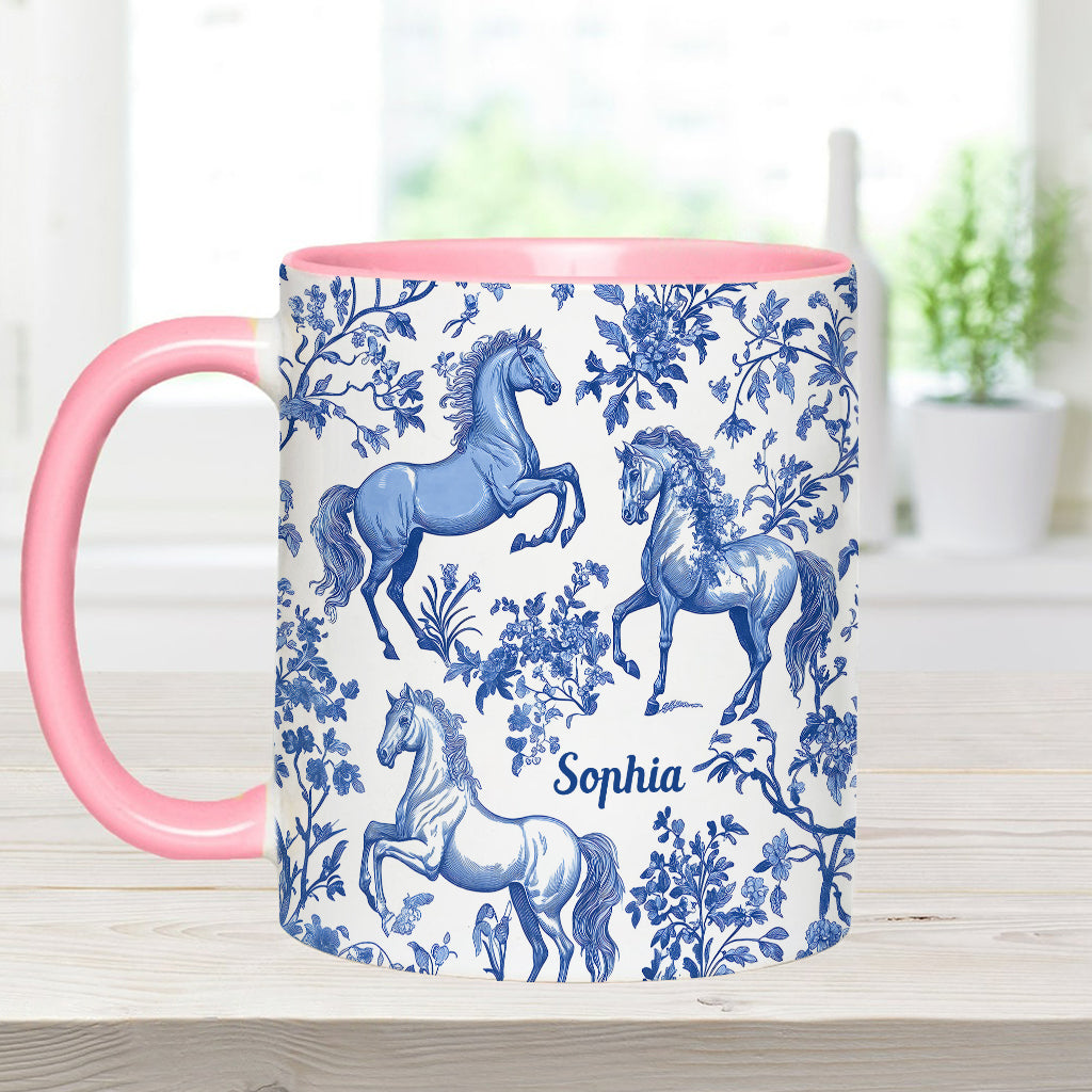 Horse Toile de Jouy - Personalized Horse Accent Mug