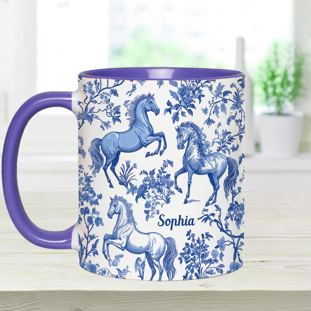 Horse Toile de Jouy - Personalized Horse Accent Mug
