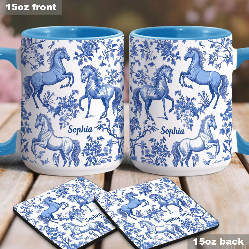 Horse Toile de Jouy - Personalized Horse Accent Mug